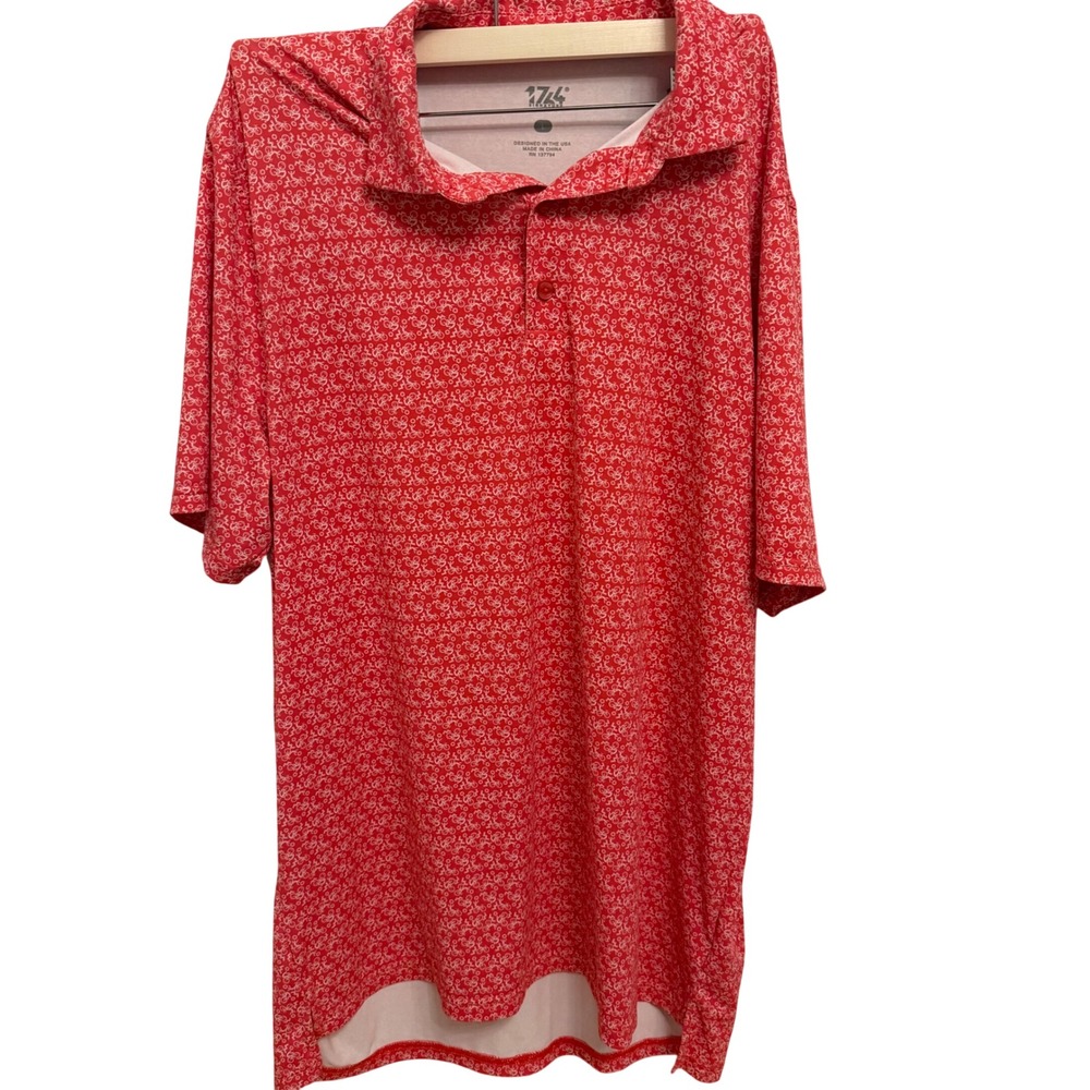 1764 Signature Men's Red Bicycle Print Polo Shirt - Size‎ Large